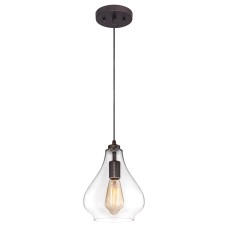 Westinghouse 6102600 Industrial Adjustable Mini Pendant with Handblown Clear Glass, Oil Rubbed Bronze Finish